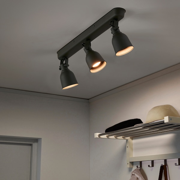 IKEA HEKTAR Ceiling track, 3 spotlights, dark gray, Ikea Ireland | 1897SMLIZ