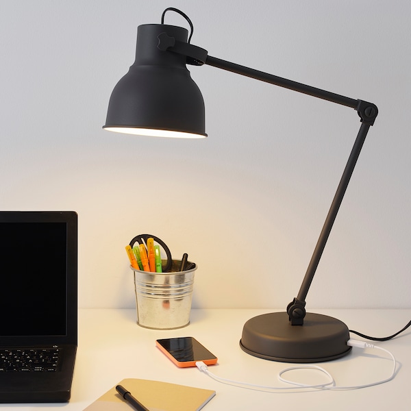 IKEA HEKTAR Work lamp with LED bulb, dark gray, Ikea Ireland | 3798VRLQX