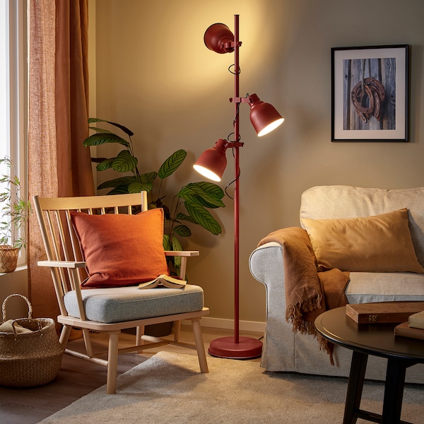 IKEA HEKTAR floor lamp with 3-spotlights, brown-red, Ikea Ireland | 7394YVTPE