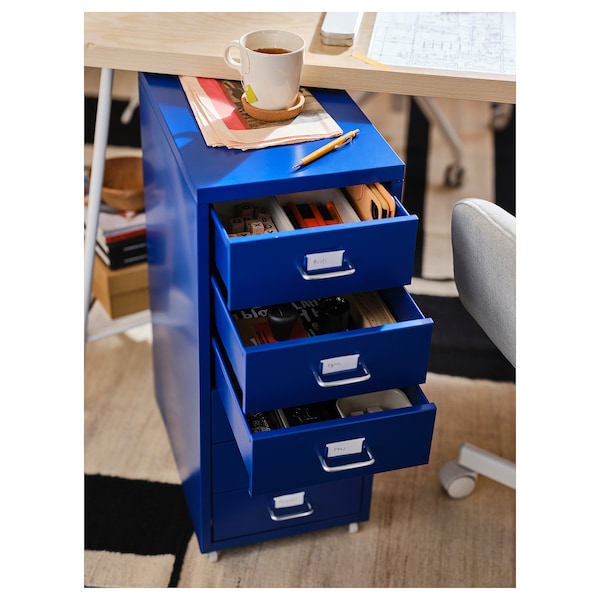 IKEA HELMER Drawer unit on casters, 11x27 1/8 in Blue, Ikea Ireland | 2631PRILJ