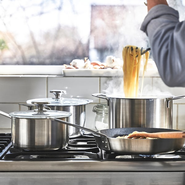 IKEA HEMKOMST 7-piece cookware set, stainless steel, Ikea Ireland | 1065HBAKI