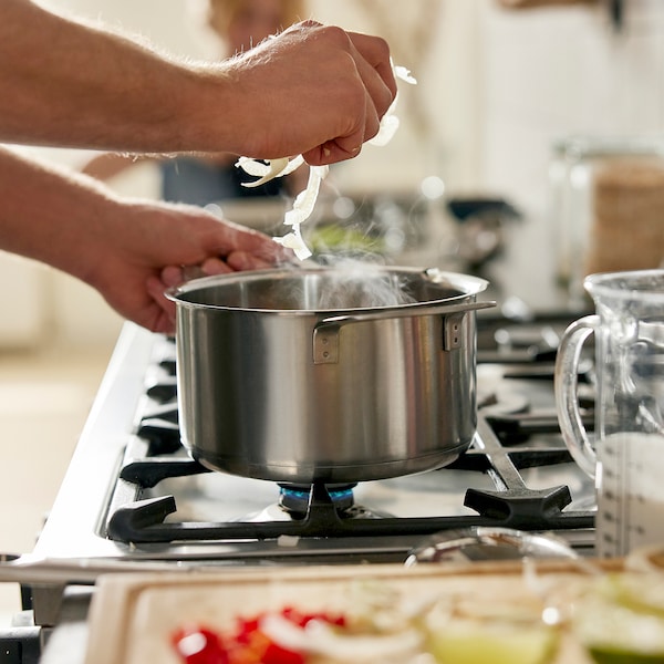 IKEA HEMKOMST pot with lid, stainless steel/glass, 3.2 qt, Ikea Ireland | 9154KCDVE
