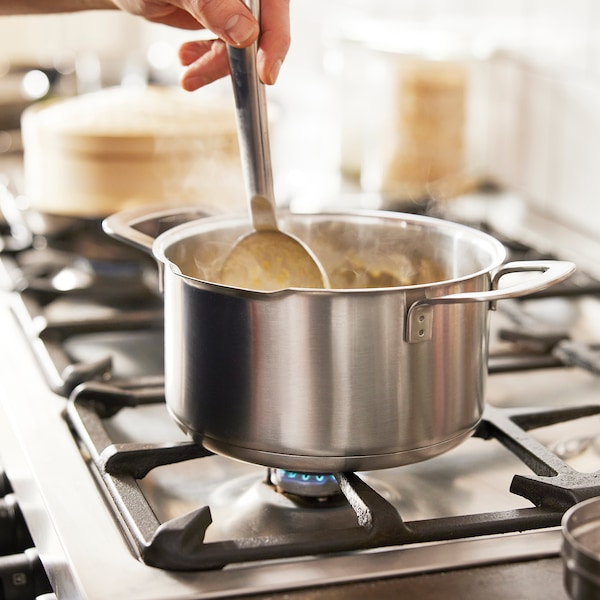 IKEA HEMKOMST pot with lid, stainless steel/glass, 3.2 qt, Ikea Ireland | 9154KCDVE