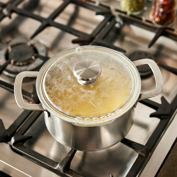 IKEA HEMKOMST pot with lid, stainless steel/glass, 3.2 qt, Ikea Ireland | 9154KCDVE