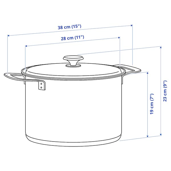 IKEA HEMKOMST pot with lid, stainless steel/glass, 10.6 qt, Ikea Ireland | 1458MKCXE