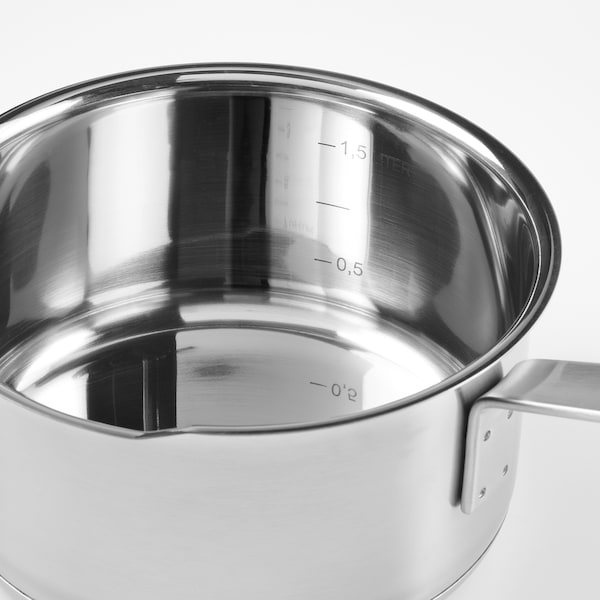 IKEA HEMKOMST saucepan with lid, stainless steel/glass, 2.1 qt, Ikea Ireland | 5498ODIMX