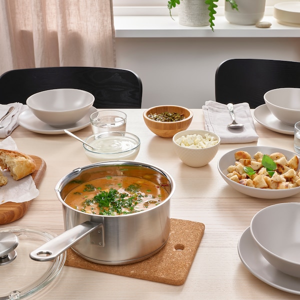 IKEA HEMKOMST saucepan with lid, stainless steel/glass, 2.1 qt, Ikea Ireland | 5498ODIMX