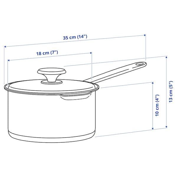 IKEA HEMKOMST saucepan with lid, stainless steel/glass, 2.1 qt, Ikea Ireland | 5498ODIMX