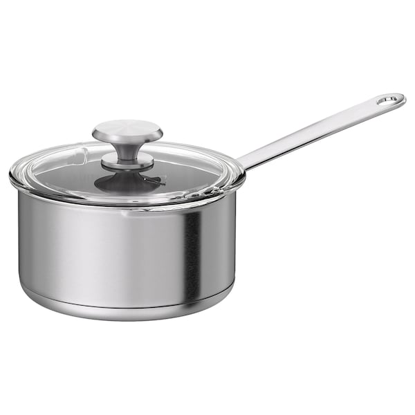 IKEA HEMKOMST saucepan with lid, stainless steel/glass, 2.1 qt, Ikea Ireland | 5498ODIMX