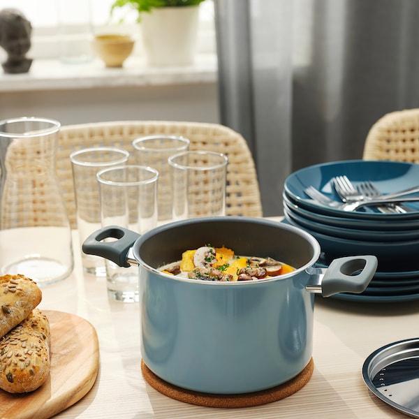 IKEA HEMLAGAD 6-piece cookware set Gray / Gray / Blue, Ikea Ireland | 2687RYXON