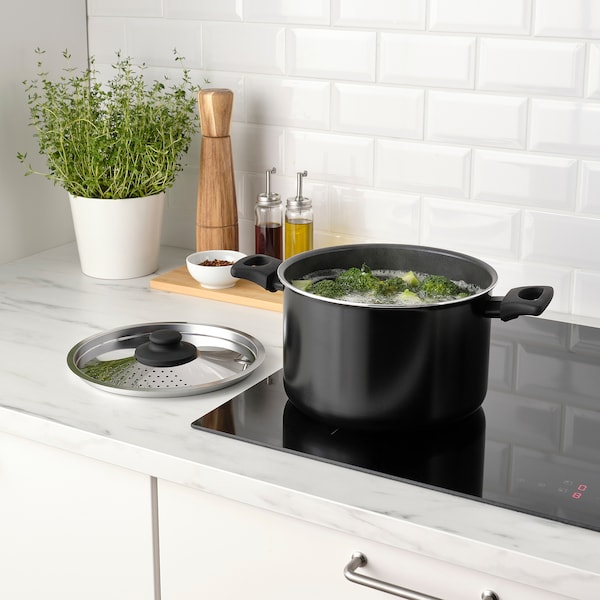 IKEA HEMLAGAD pot with lid, black, 5.3 qt, Ikea Ireland | 7295AWQLO
