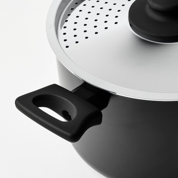 IKEA HEMLAGAD pot with lid, black, 5.3 qt, Ikea Ireland | 7295AWQLO