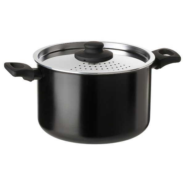 IKEA HEMLAGAD pot with lid, black, 5.3 qt, Ikea Ireland | 7295AWQLO