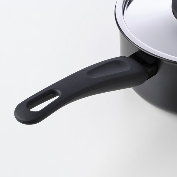 IKEA HEMLAGAD saucepan with lid, black, 2.1 qt, Ikea Ireland | 5071RXSOV