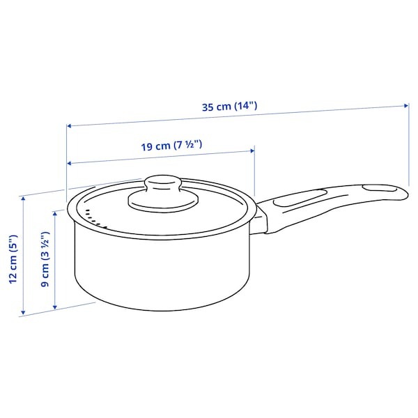 IKEA HEMLAGAD saucepan with lid, black, 2.1 qt, Ikea Ireland | 5071RXSOV