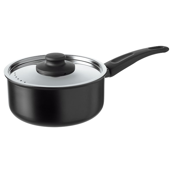 IKEA HEMLAGAD saucepan with lid, black, 2.1 qt, Ikea Ireland | 5071RXSOV