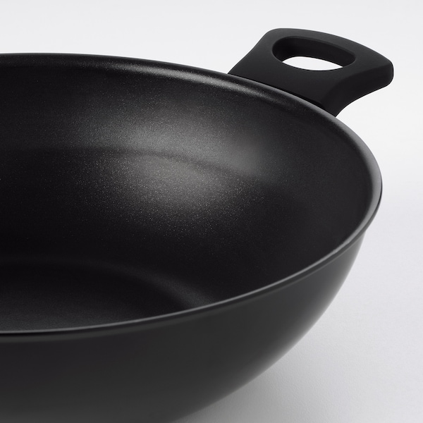 IKEA HEMLAGAD wok with lid, black, 11 in, Ikea Ireland | 7538UNJCG