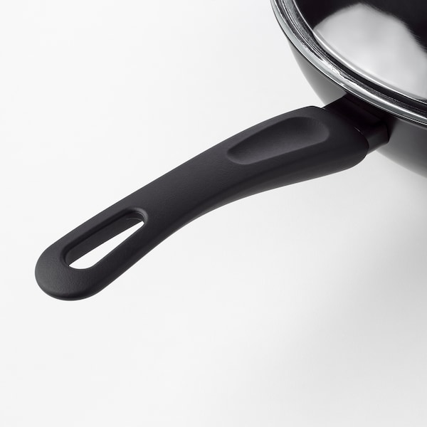 IKEA HEMLAGAD wok with lid, black, 11 in, Ikea Ireland | 7538UNJCG