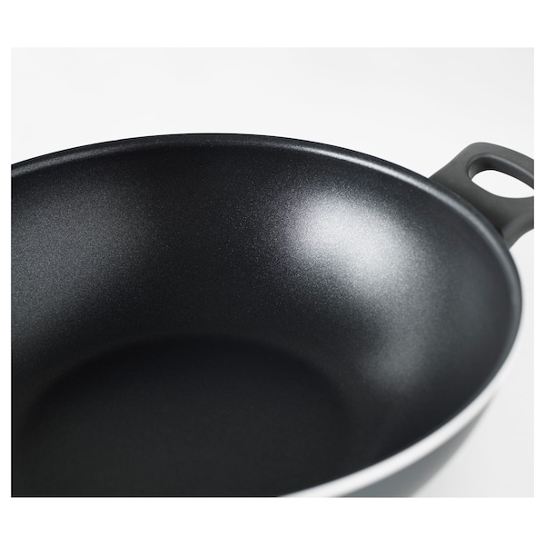 IKEA HEMLAGAD wok with lid, black, 11 in, Ikea Ireland | 7538UNJCG