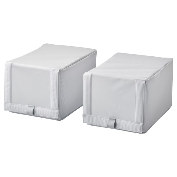 IKEA HEMMAFIXARE shoe box, fabric stripe/white/gray, 9x13x7 in, 2 pack, Ikea Ireland | 2470IZROP