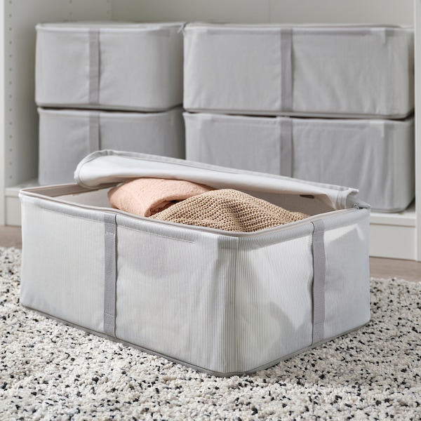 IKEA HEMMAFIXARE storage case, fabric stripe/white/gray, 13 ½x20x7 ½ in, Ikea Ireland | 8194DWESN