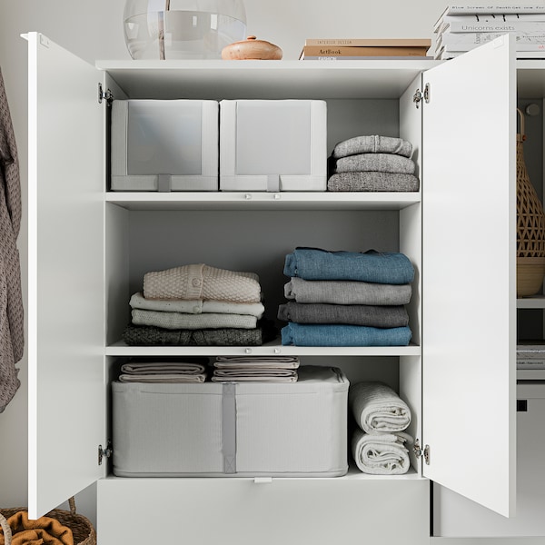 IKEA HEMMAFIXARE storage case, fabric stripe/white/gray, 13 ½x20x7 ½ in, Ikea Ireland | 8194DWESN