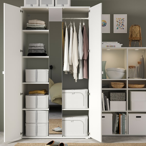 IKEA HEMMAFIXARE storage case, fabric stripe/white/gray, 13 ½x20x11 in, Ikea Ireland | 0486MTOBN