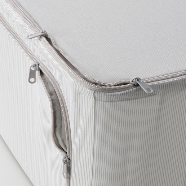 IKEA HEMMAFIXARE storage case, fabric stripe/white/gray, 13 ½x20x11 in, Ikea Ireland | 0486MTOBN