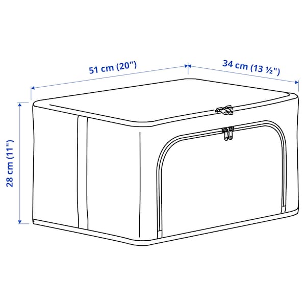IKEA HEMMAFIXARE storage case, fabric stripe/white/gray, 13 ½x20x11 in, Ikea Ireland | 0486MTOBN