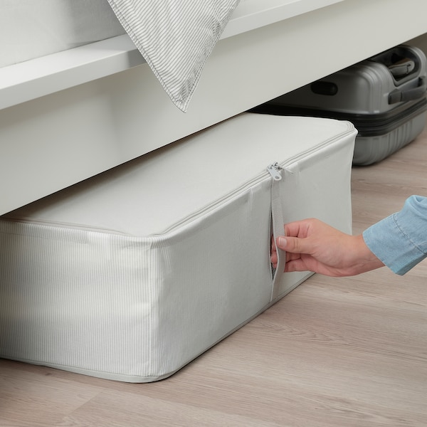 IKEA HEMMAFIXARE storage case, fabric stripe/white/gray, 27 ¼x20x7 ½ in, Ikea Ireland | 8032ZMVCH
