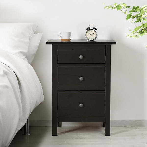 IKEA HEMNES 3-drawer chest, 22 7/8x31 1/8 in Black / Brown, Ikea Ireland | 6409MHKQB
