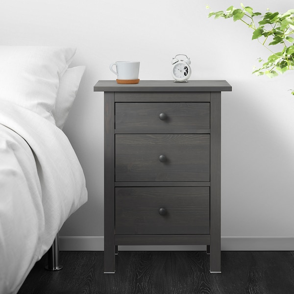 IKEA HEMNES 3-drawer chest, 22 7/8x31 1/8 in Dark Gray Stained, Ikea Ireland | 6152FEVSB