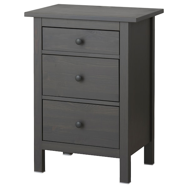 IKEA HEMNES 3-drawer chest, 22 7/8x31 1/8 in Dark Gray Stained, Ikea Ireland | 6152FEVSB