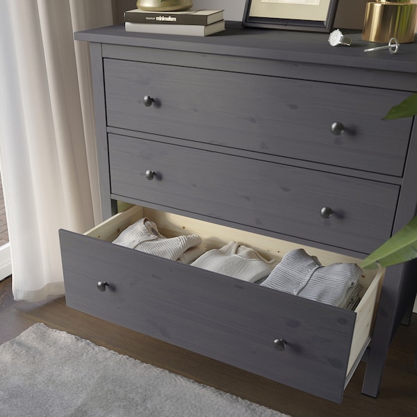 IKEA HEMNES 3-drawer chest, 42 1/2x37 3/4 in Dark Gray, Ikea Ireland | 0351DBRQH