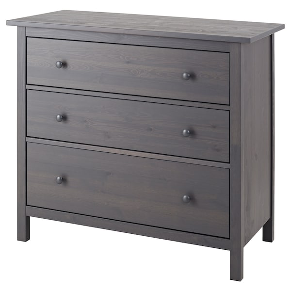 IKEA HEMNES 3-drawer chest, 42 1/2x37 3/4 in Dark Gray, Ikea Ireland | 0351DBRQH