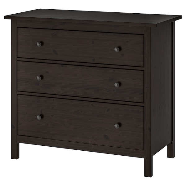 IKEA HEMNES 3-drawer chest, 42 1/2x37 3/4 in Black / Brown, Ikea Ireland | 4819MSKUH