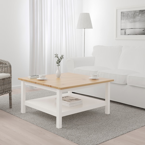 IKEA HEMNES Coffee table, white stain, light brown, 35 3/8x35 3/8 in, Ikea Ireland | 7149ZRLTB