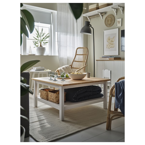 IKEA HEMNES Coffee table, white stain, light brown, 35 3/8x35 3/8 in, Ikea Ireland | 7149ZRLTB