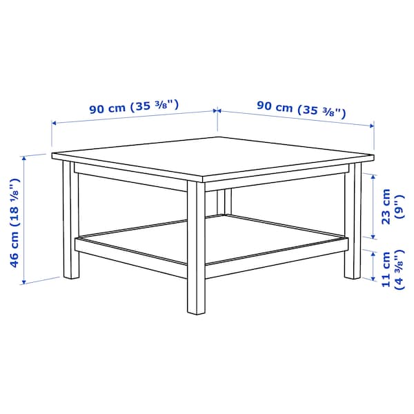 IKEA HEMNES Coffee table, white stain, light brown, 35 3/8x35 3/8 in, Ikea Ireland | 7149ZRLTB