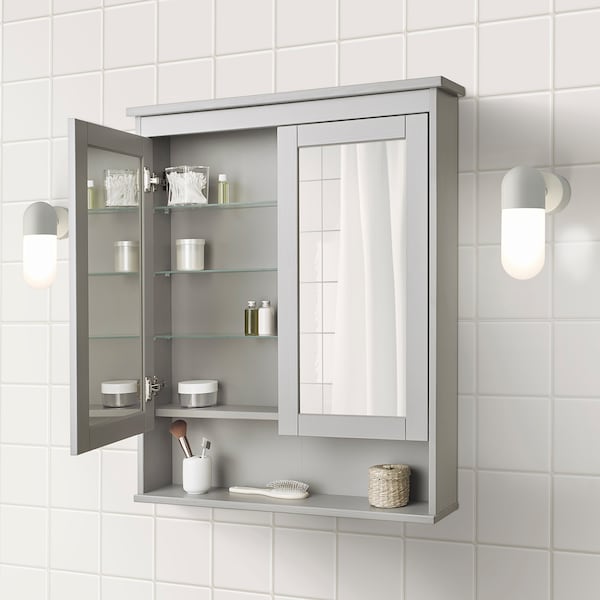 IKEA HEMNES Mirror cabinet with 2 doors, 32 5/8x6 1/4x38 5/8 in Gray, Ikea Ireland | 2530QVMSC