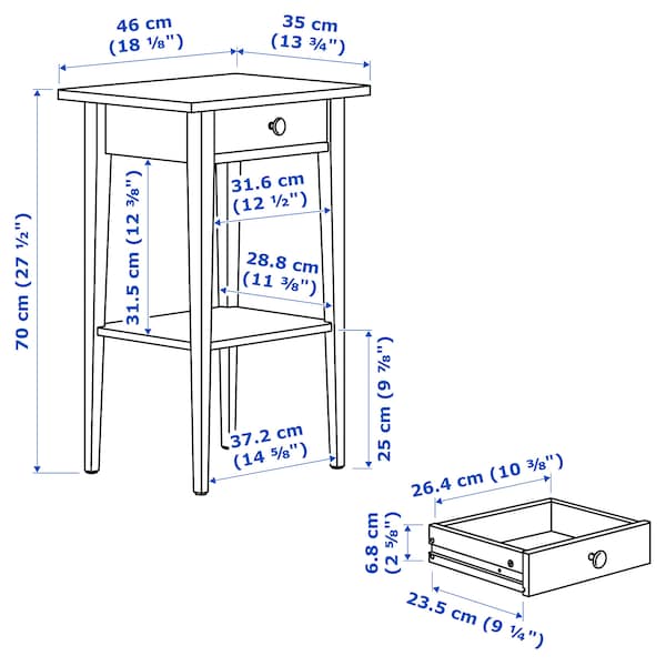 IKEA HEMNES Nightstand, 18 1/8x13 3/4 in Gray Dark Gray Stained, Ikea Ireland | 4763IPQKC