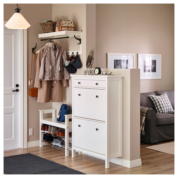 IKEA HEMNES Shoe cabinet with 2 compartments, 35x50 in White, Ikea Ireland | 9357FKRNA