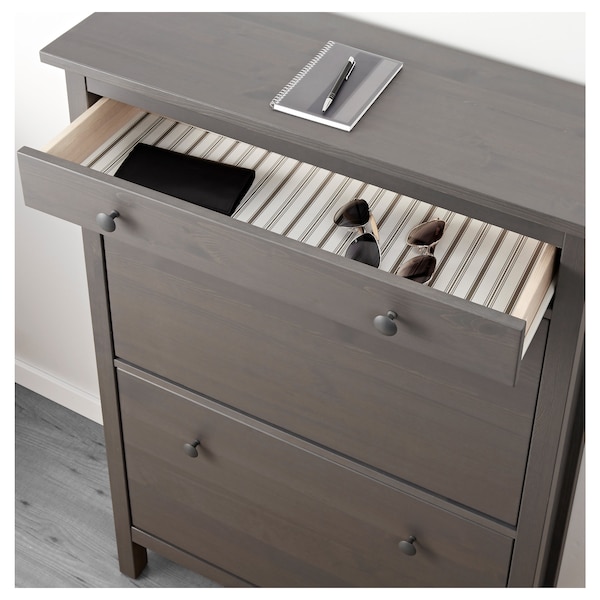 IKEA HEMNES Shoe cabinet with 2 compartments, 35x50 in Dark Gray Gray Stained, Ikea Ireland | 7432JZOEA