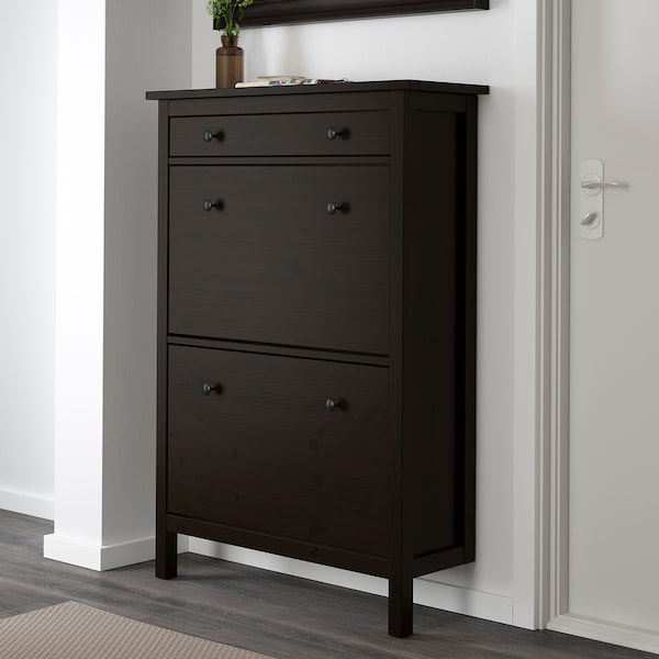 IKEA HEMNES Shoe cabinet with 2 compartments, 35x50 in Black / Brown, Ikea Ireland | 5486RZQUJ