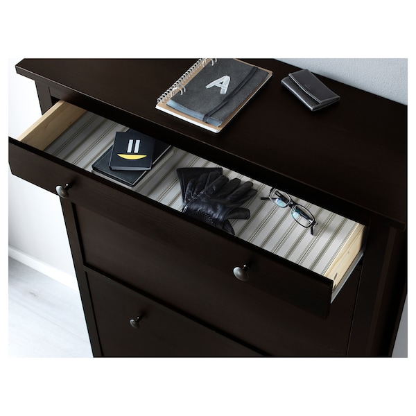 IKEA HEMNES Shoe cabinet with 2 compartments, 35x50 in Black / Brown, Ikea Ireland | 5486RZQUJ