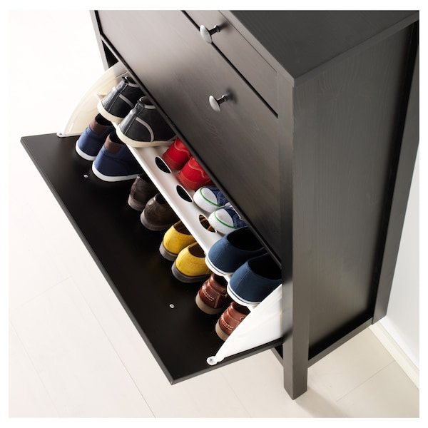IKEA HEMNES Shoe cabinet with 2 compartments, 35x50 in Black / Brown, Ikea Ireland | 5486RZQUJ