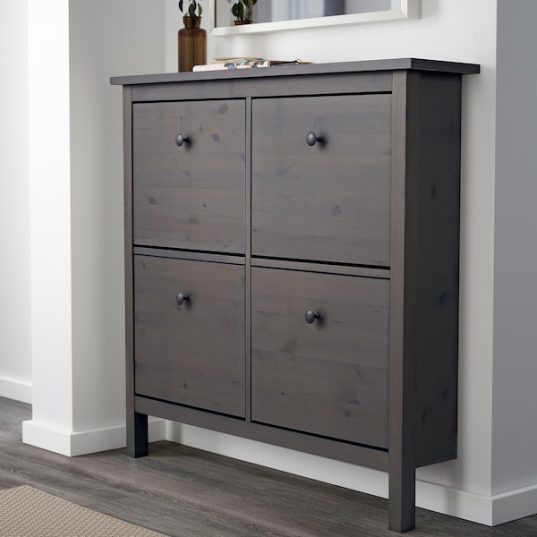 IKEA HEMNES Shoe cabinet with 4 compartments, 42 1/8x39 3/4 in Gray Dark Gray Stained, Ikea Ireland | 6092JTNQI