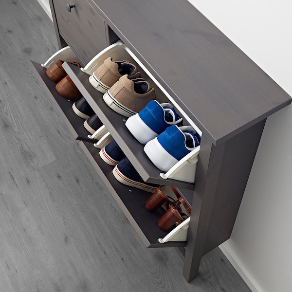 IKEA HEMNES Shoe cabinet with 4 compartments, 42 1/8x39 3/4 in Gray Dark Gray Stained, Ikea Ireland | 6092JTNQI