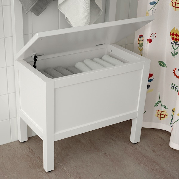 IKEA HEMNES Storage bench w/towel rail+4 hooks, 25 1/4x14 5/8x68 1/8 in White, Ikea Ireland | 0864BYNPS
