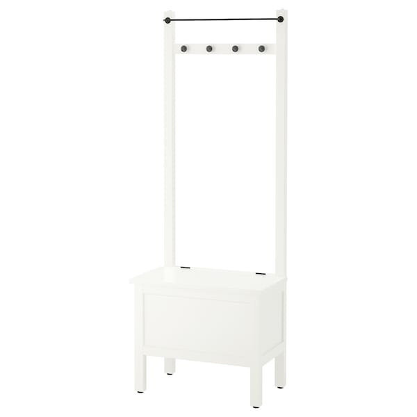 IKEA HEMNES Storage bench w/towel rail+4 hooks, 25 1/4x14 5/8x68 1/8 in White, Ikea Ireland | 0864BYNPS